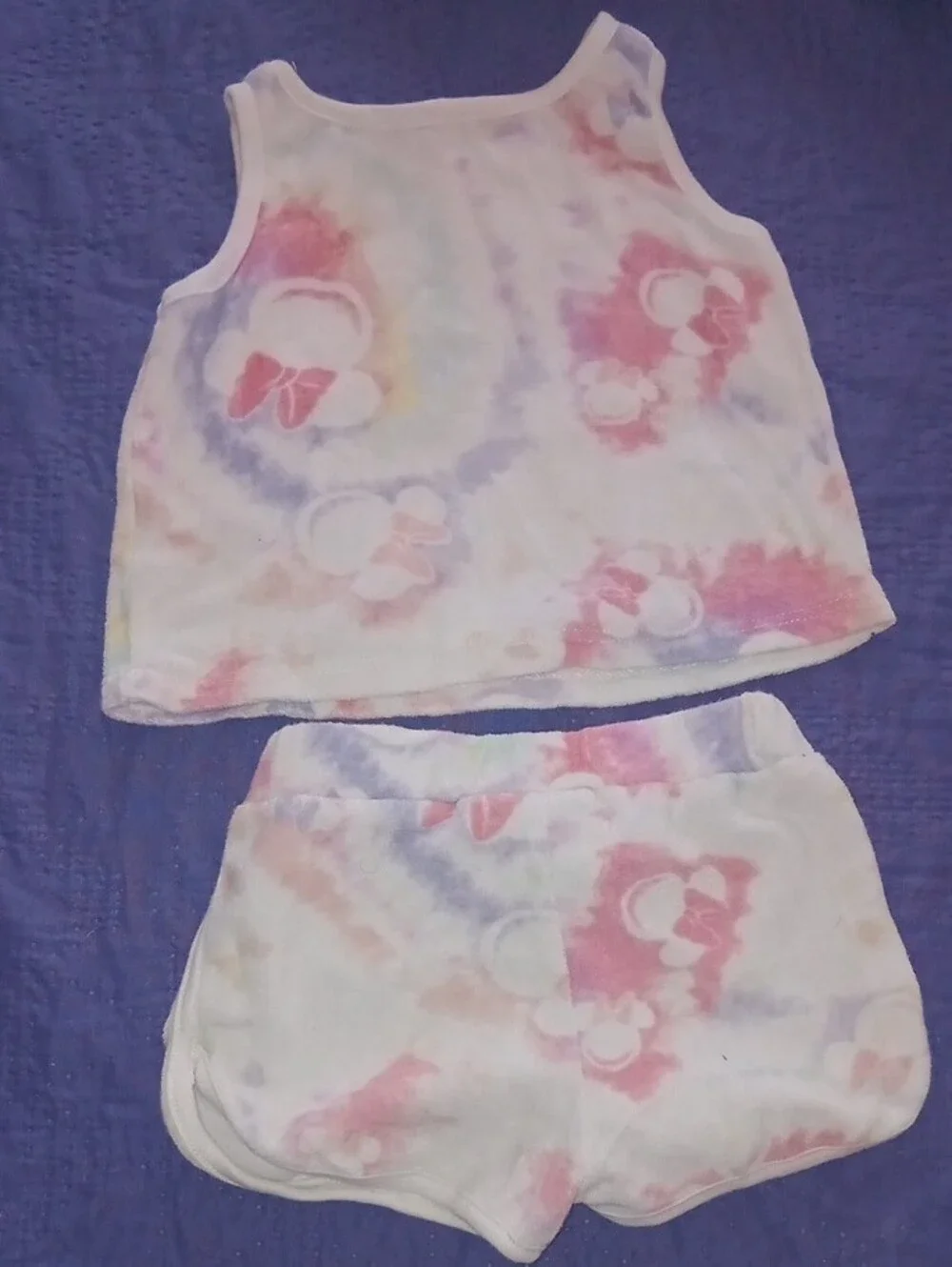 DISNEY JUNIOR MINNIE Two-Piece Tank Top and Shorts Set - Pastel Tie-Dye 2T